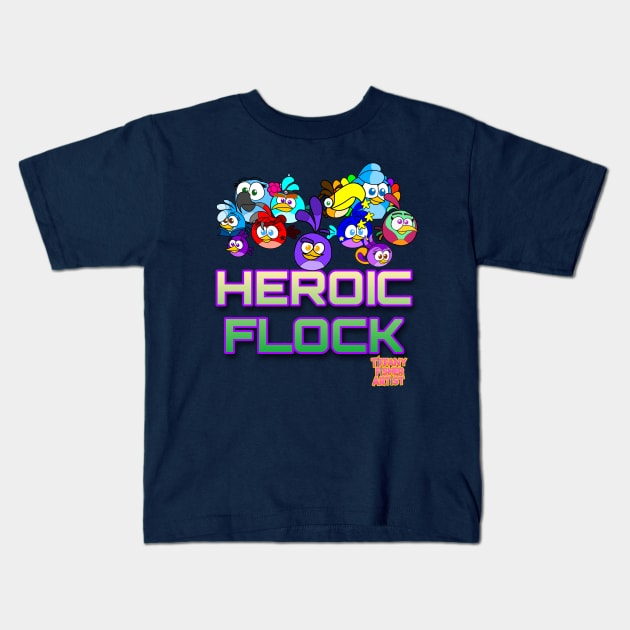 Ultimate Adventures Heroic Flock Kids T-Shirt by TiffanyFisherArtist